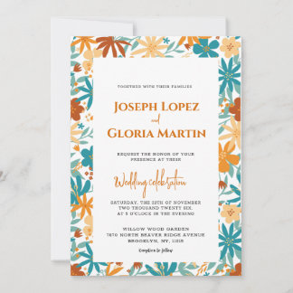 Convite Abstrato Wildflower Chic Bold Bright Boho