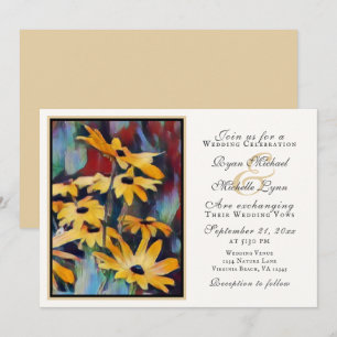 Convite Abstrato Yellow Daisy Floral Art Weding