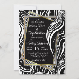 Convite Abstratos criativos de preto e branco sem costura