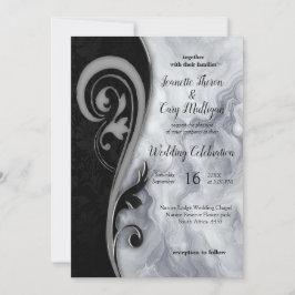 Convite Abstratos Dourados em Texturas Márteis Pretas e Mi