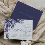 Convite Abundant Foliage Violet Botanical Bat Mitzvah<br><div class="desc">Os bonitos convites botânicos para morcegos mitzvahs apresentam folhas de aquarela e folhagem em tons de azul-indigo e roxo violeta, em cascata do canto superior esquerdo. Personalize com seus detalhes do Bat Mitzvah alinhados à direita e embelezados com a caligrafia. Campo modelo adicional fornecido na parte traseira para obter mais...</div>