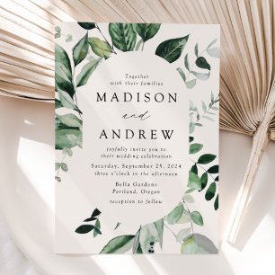 Convite Abundant Greenery Cream Oval Frame Wedding