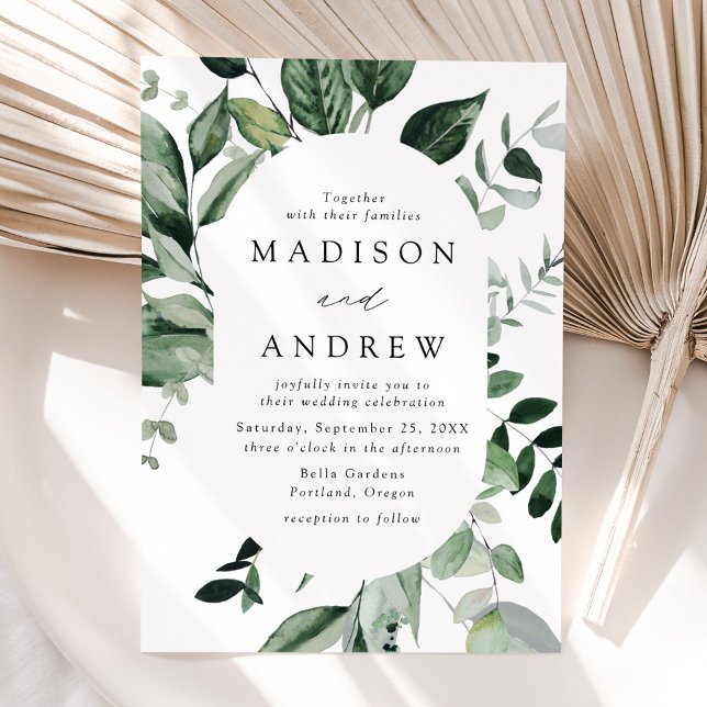 Convite Abundant Greenery Oval Frame Wedding (Criador carregado)