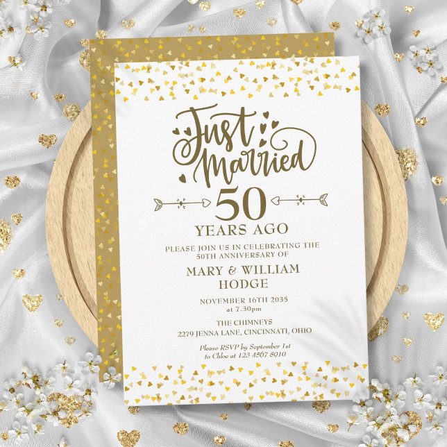 Convite Acaba de Casar 50º Aniversário de Casamento (Just Married 50th Wedding Anniversary Invitation)