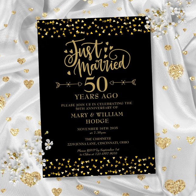 Convite Acaba de Casar 50º Aniversário de Casamento (Just Married 50th Wedding Anniversary Invitation)