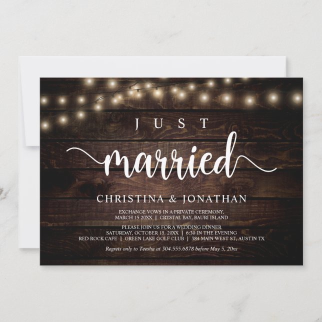 Convite Acaba de casar, Casamento Rústico Fuga (Frente)