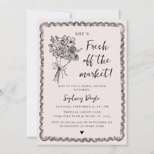 Convite Acabado de Chegar ao Mercado Bridal Shower Blush C