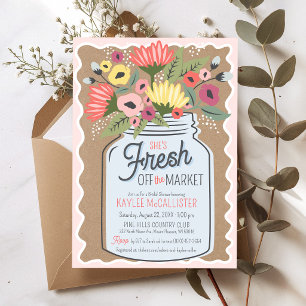 Convite Acabado de Chegar ao Mercado Floral Kraft Chá de B