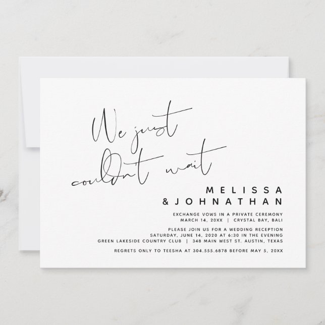 Convite Acabamos de não conseguir esperar, Casamento Elope (Frente)