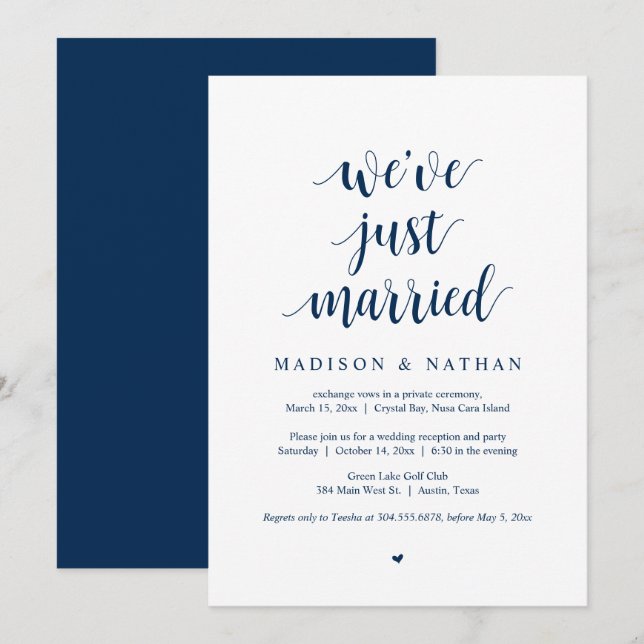 Convite Acabamos de nos casar, Festa de Elopamento de Casa (Frente/Verso)