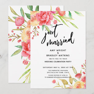 Convite Acabaram de Casar Recepção de Casamento Flores Boh