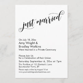 Convite Acabaram de se Casar Fancy Script Celebração Pós-C
