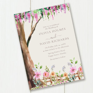 Convite Acácia em um Casamento de Campo de Flores Silvestr