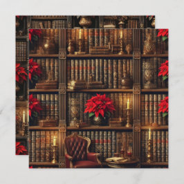 Convite Academia Dark Imprimível Poinsettia Bookshelf