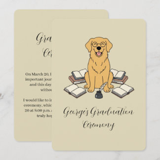 Convite Academic Golden Retriever Graduation Announcement