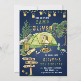 Convite Acampamento ao ar livre Festa de aniversário de ac