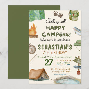 Convite Acampamento de crianças modernas Festas de anivers