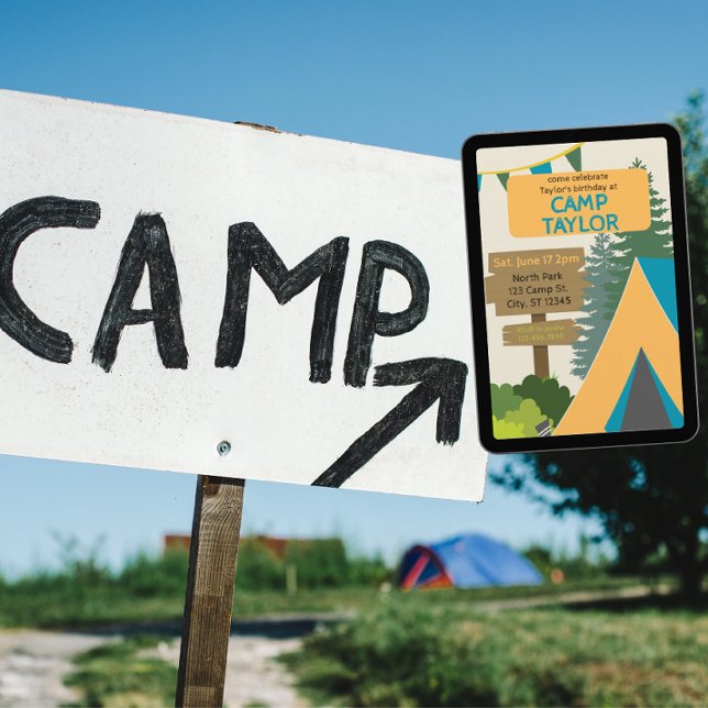Convite Acampamento e Assinatura de Aniversário (Criador carregado)