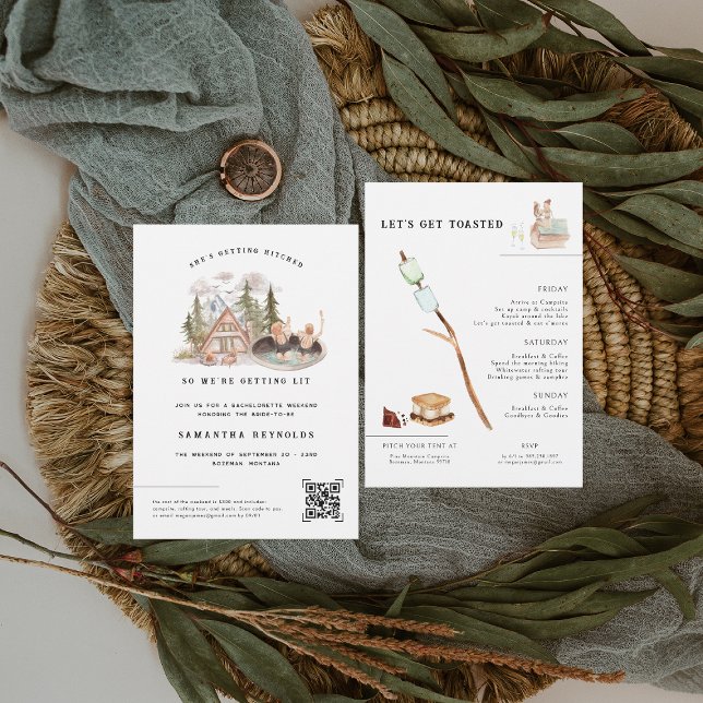 Convite Acampamento Ilustrado | Fim de Semana de Bachelore (Criador carregado)