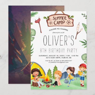 Convite Acampamento Infantil de Verão Festa de Aniversár