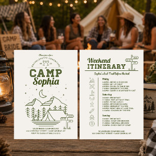Convite Acampamento Itinerário de Festa de solteira de Cam