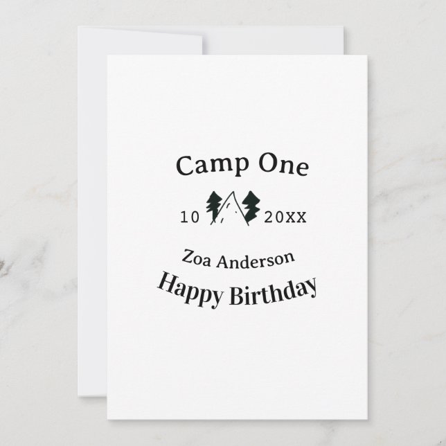 Convite Acampamento um feliz aniversário nome data aventur (Frente)