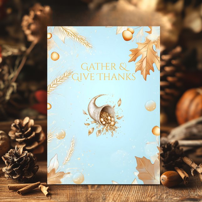 Convite Ação de Graças Burgundy com Cornucopia e Cobre (Criador carregado)