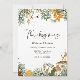 Convite Ação de Graças da Floresta Simples e Rústica