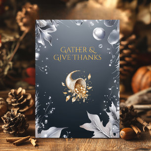 Convite Ação de Graças das Cinzas Elegantes com Cornucopia