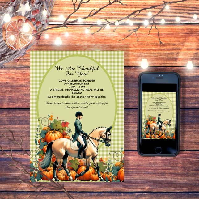 Convite Ação de Graças Equestre  (Enjoy this customizable Dressage Fall design!)