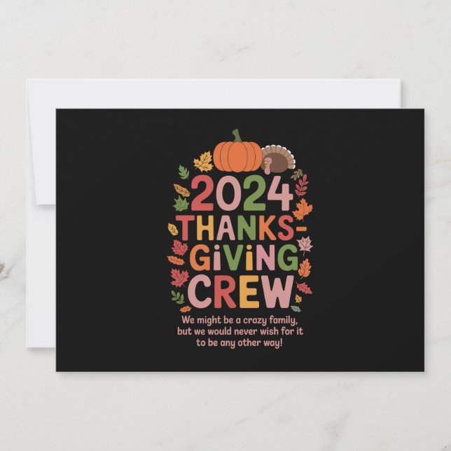 Convite Ação de Graças Familiar 2024 Tripulação Turquia Co (Frente)