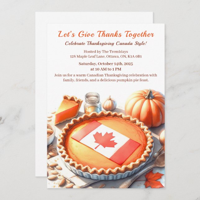 Convite Ação de Graças no Canadá | Colheita de Tartarugas  (Frente/Verso)