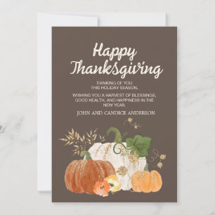 Convite Ação de Graças Orange Brown Pumpkins Outono
