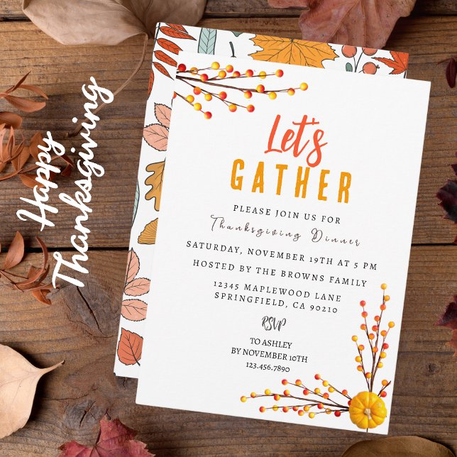 Convite Ação de Graças Personalizada de Natureza Botânica  (Criador carregado)