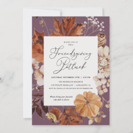 Convite Ação de Graças Rustic Amizade Potluck