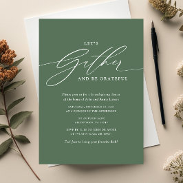 Convite Ação de Graças Verde e Seja Grato Friendsgiving