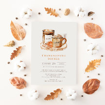 Ação de Graças Watercolor Pumpkin Latte & Vela