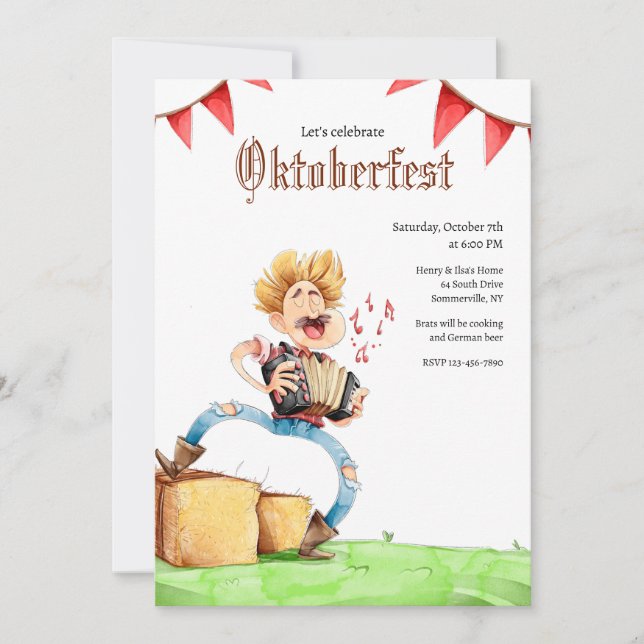 Convite Accordion Player Oktoberfest (Frente)