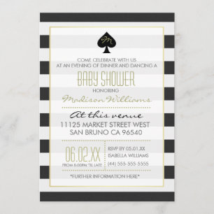 Convite Ace Elegante de Espadas em Chá de fraldas de Strip