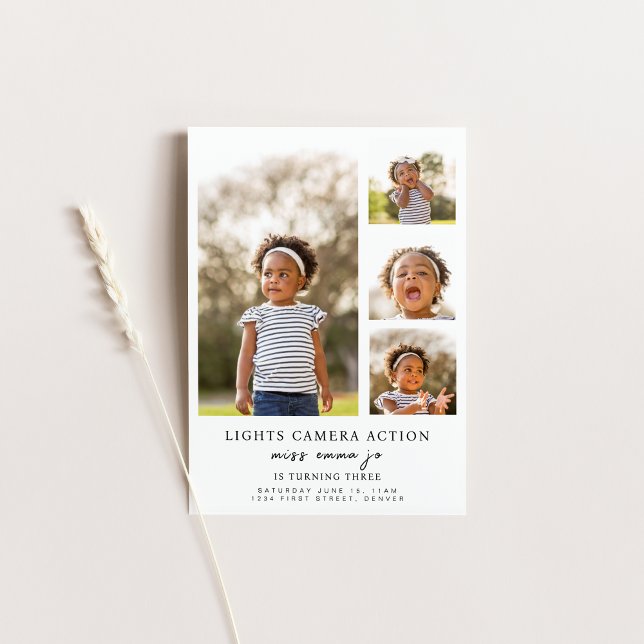 Convite Acende Camera Action Photo Birthday Invite (Criador carregado)