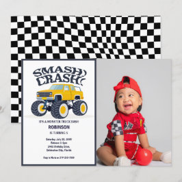 Convite Acidente De Smash - Foto De Truque Monstro Amarelo