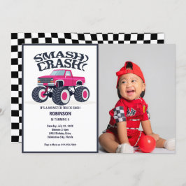 Convite Acidente De Smash - Foto Do Monstro Rosa Moderno