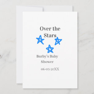 Convite Acima das estrelas azul cinza baby shower nome dat