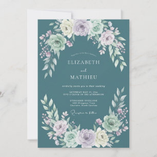 Convite Aço Lavanda Ranunculus Suave Eucalipto Casamento