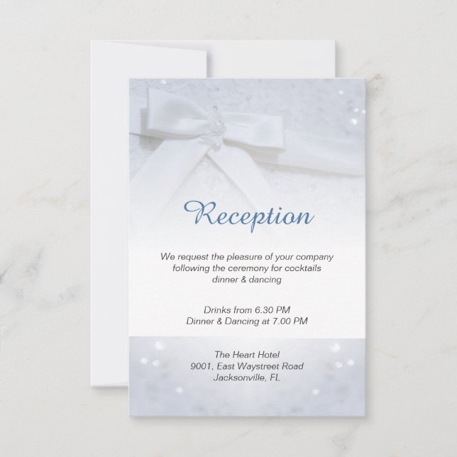 Convite Acomodação de Recepção de Casamento White Bow 2-em (Frente)