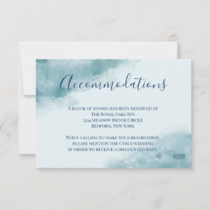 Convite Acomodações em Aquarela Congelada Azul Gélido