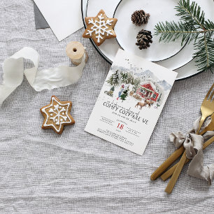 Convite Aconchegante e Aconchegante Natal Rústico e Flor