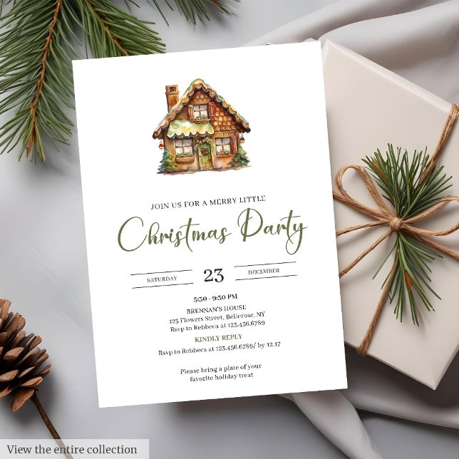 Convite Aconchegante Natal Rústico em Aquarela Neutra e Te (Cozy Neutral Earthy Watercolor Rustic Holiday Party Invitation)