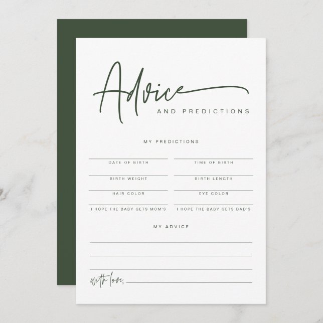 Convite Aconselhamento e Previsões sobre Bebês Verde da Fl (Frente/Verso)