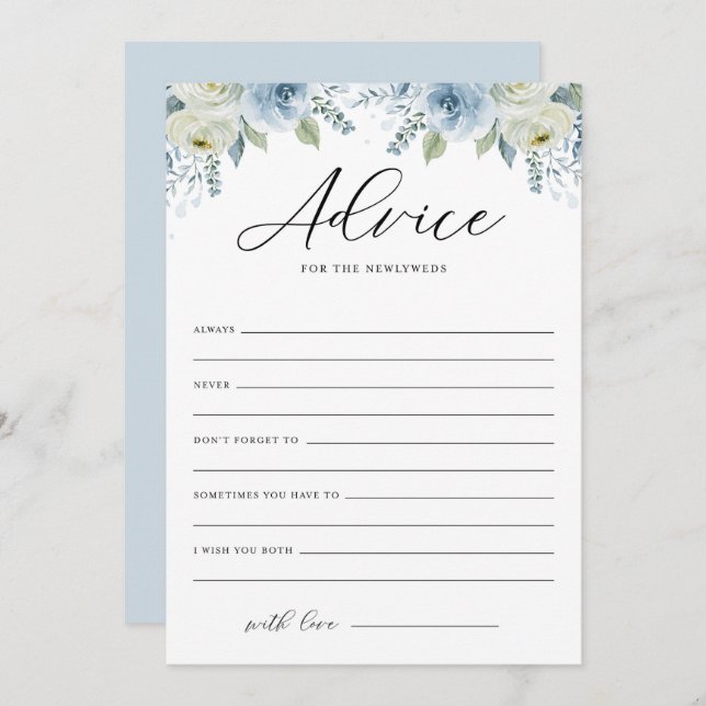 Convite Aconselhamento Floral de Azul-Aquarela para os rec (Frente/Verso)